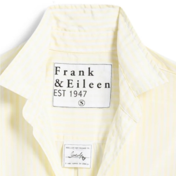 New Frank and Eileen “Joedy” yellow and white striped button down, size small - Picture 3 of 3
